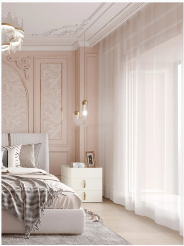 定安县石膏线的粉色浪漫卧室